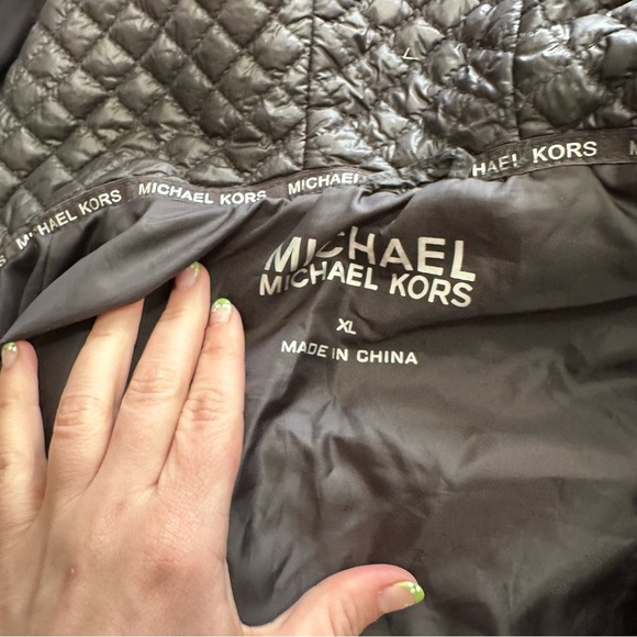 Michael Michael kors quilted neoprene long line hooded winter jacket XL grey - Picture 2 of 4